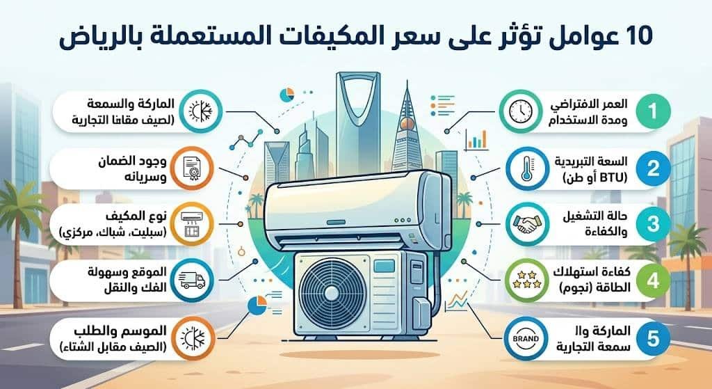 10 عوامل تؤثر على سعر المكيفات المستعملة بالرياض