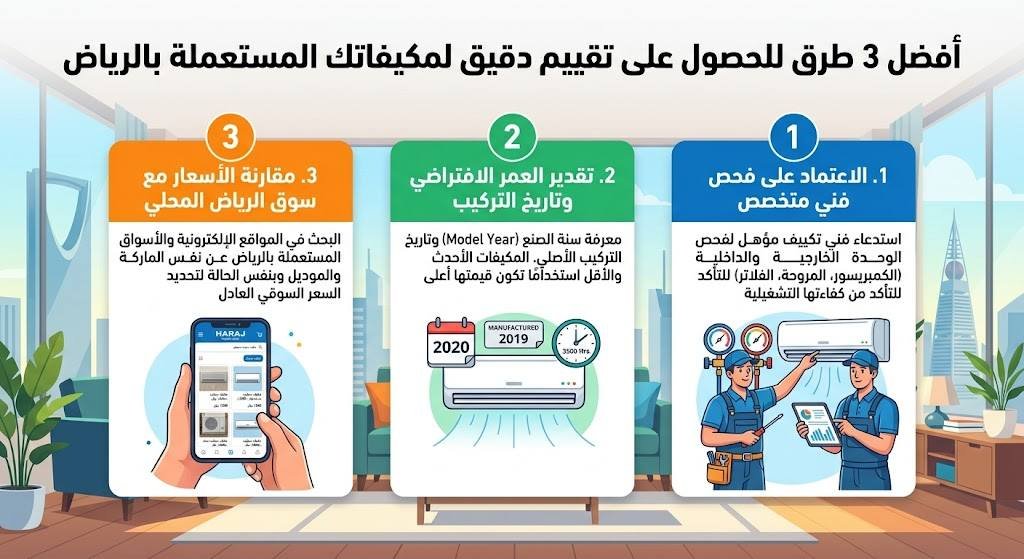أفضل 3 طرق للحصول على تقييم دقيق لمكيفاتك المستعملة بالرياض